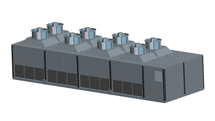 Falling mode evaporative condenser